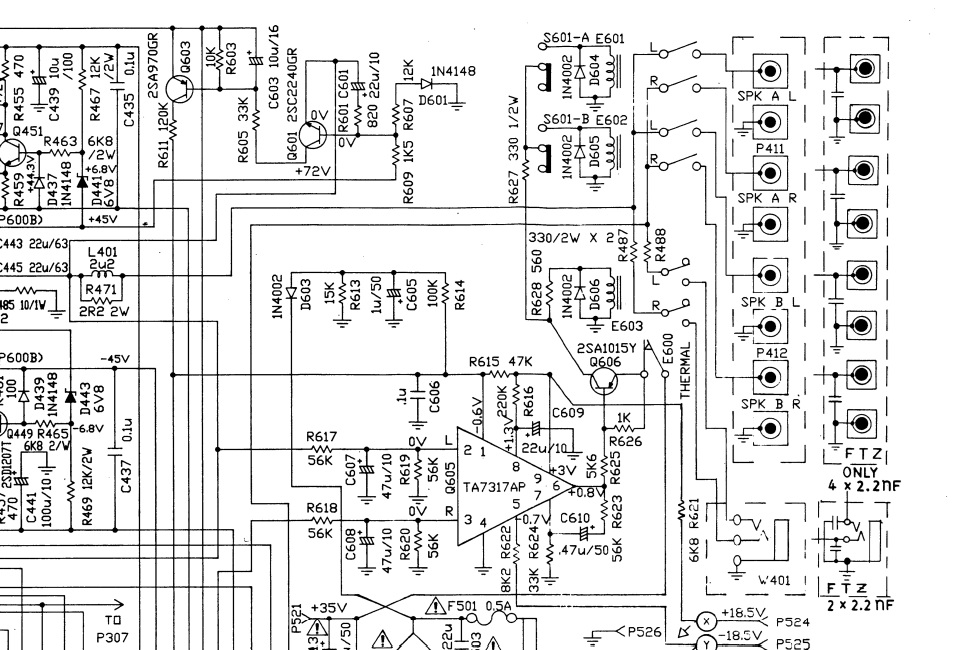 NAD 7100 Speaker protection schematic