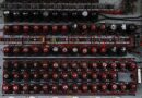 Valves (vacuum tubes) seen on end in a recreation of the Colossus computer