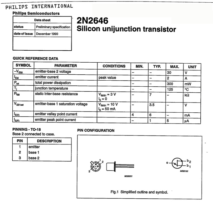 Unijunction Transistor 2N2646