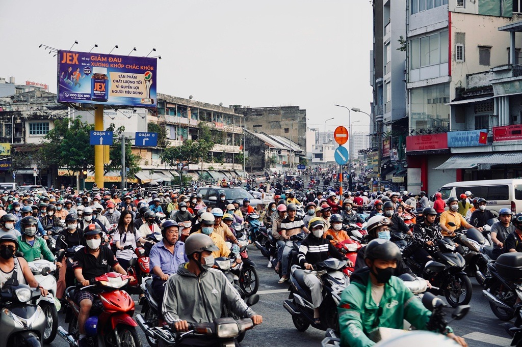 Motorcycles South Africa 2026 - A crowded street filled with motorbikes in a busy Vietnamese city, capturing urban chaos.